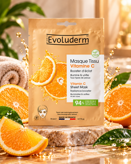 Masque Tissu Vitamine C Booster d’éclat - 19ml - 94% d'Ingrédients d'Origine Naturelle